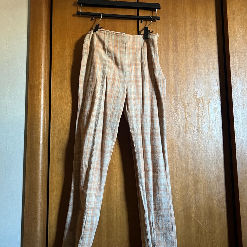 Stylish Tan Plaid Woman’s Pants
